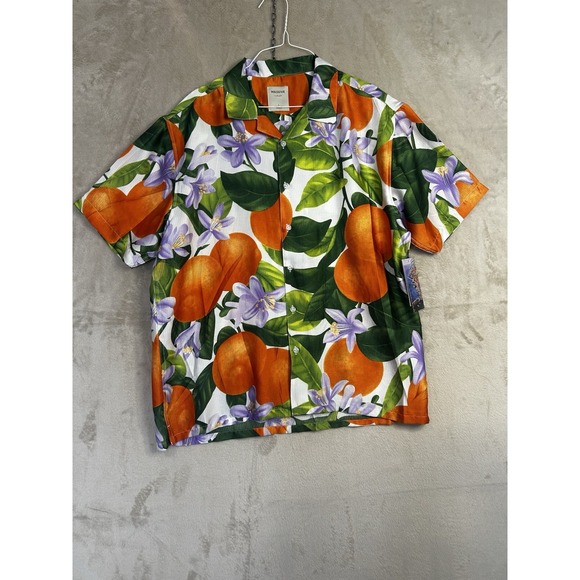 Other - NWT Massive Luxury Men's‎ Large Crinkle Button Up Short Sleeve Shirt Oranges